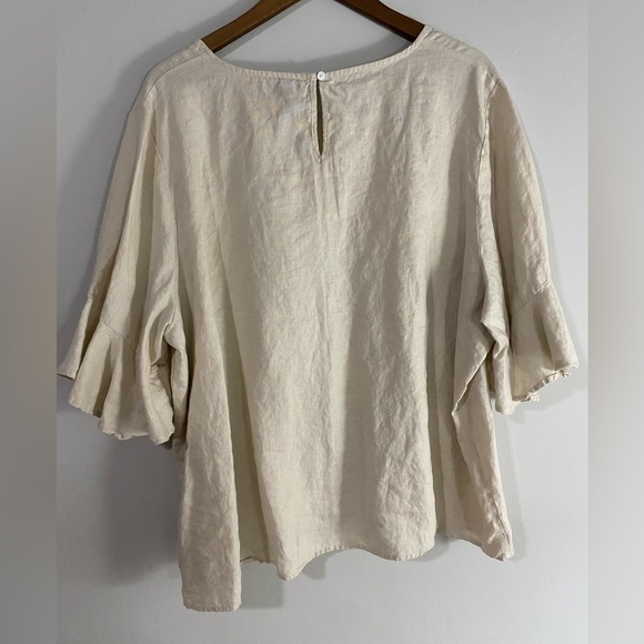 Cynthia Rawley - Tan Linen Ruffle Blouse - Picture 12 of 12